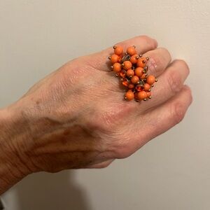 Vibrant Orange Beaded Ring